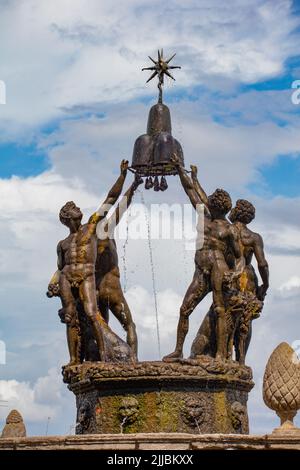 A view of the central statues, Fountain of the Moors in the renaissance gardens at Villa Lante, Bagnaia, Province of Viterbo. Stock Photo