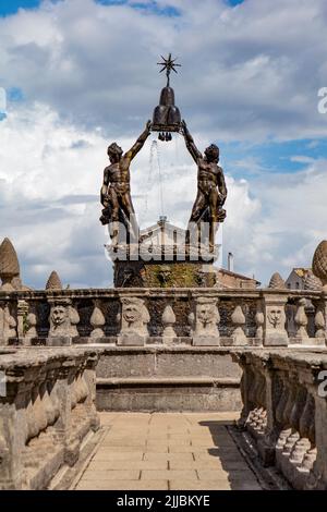 A view of the central statues, Fountain of the Moors in the renaissance gardens at Villa Lante, Bagnaia, Province of Viterbo. Stock Photo