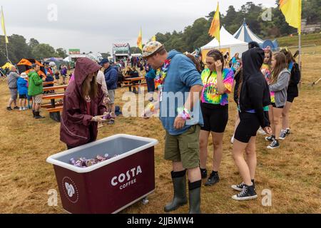 CarFest North, Cheshire, UK. 23 July 2022. Anna Cookson with Nina Warhurst discussing "The Sound of your Soul" on the Author's Stage with Costa, part of CarFest North hosted by Chris Evans.  Credit Julian Kemp/Alamy Live News Stock Photo