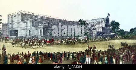 Illustration of the Great Exhibition, Crystal Palace, London in 1851 Stock Photo