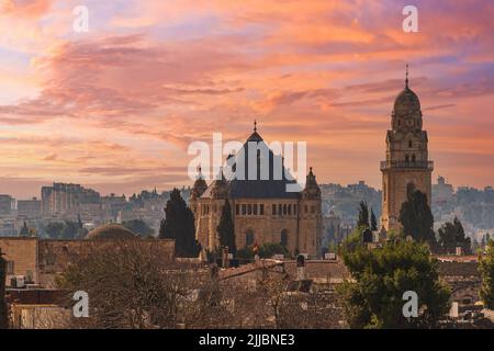 Church of Dormition the Abbey on Mount Zion, Jerusalem, Israel Stock Photo