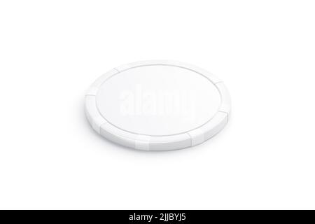 Blank white plastic round chip mockup, side view Stock Photo