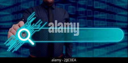 Man Touching Digital Display Futuristic Searching With Pen.Man Hand Holding Pen Presenting New System. Adult Presenting Science Concepts Digitally Stock Photo