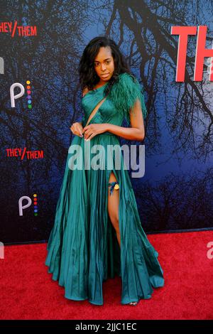 Los Angeles, USA. 24th July, 2022. Quei Tann arrives at the premiere of 'They/Them' at 2022 Outfest, held at The Theater at The Ace Hotel in Los Angeles, CA on Sunday, ?July 24, 2022. (Photo By Conor Duffy/Sipa USA) Credit: Sipa USA/Alamy Live News Stock Photo