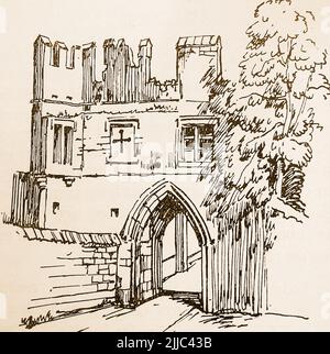 History of Lincoln, England  - An old sketch of the former East Gate near the Close close to the Deanery which was The Old Deanery, Lincoln was the official residence of the Dean of Lincoln. It was a spacious building set around a courtyard. Building of the  Deanery is thought to have been started in 1254 by Richard de Gravesend,   Dean and later Bishop of Lincoln Stock Photo