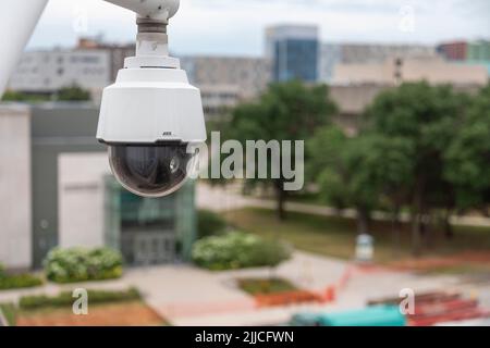 Detroit, Michigan - A surveillance camera at Wayne State University. Stock Photo