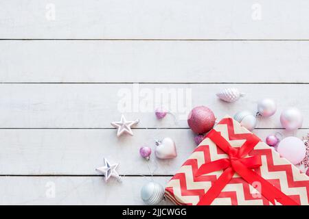 christmas festive background gift balls assortment Stock Photo