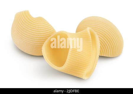 lumaconi pasta isolated on white background with full depth of field Stock Photo