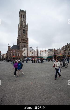 Bruges, Belgium, city street scene, people sightseeing historic part of city Stock Photo