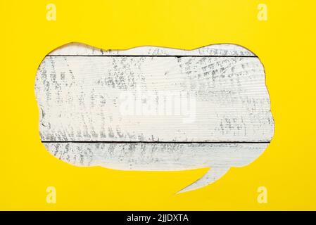 Cropped Speech Bubble With Important Message Placed On Floor. Stock Photo