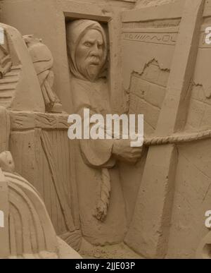 Photo Of The Sand Sculpture: Tutankhamun, Sandworld In Lodmoor Country Park (Weymouth) Stock Photo