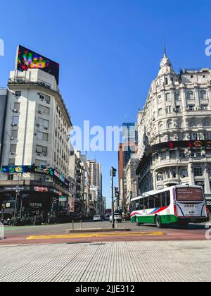 9 de Julio avenid, famous street in Buenos Aires Argentina. Juli 18 2022. Stock Photo