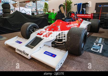 Theodore TR1 Cosworth in the pits of the historic Grand Prix in Monaco Stock Photo