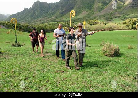 LUIS GUZMAN, VANESSA HUDGENS, DWAYNE JOHNSON, JOSH HUTCHERSON, MICHAEL CAINE, JOURNEY 2: THE MYSTERIOUS ISLAND, 2012 Stock Photo