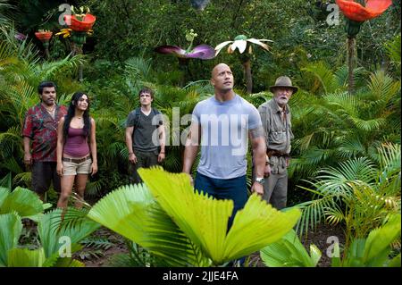 LUIS GUZMAN, VANESSA HUDGENS, JOSH HUTCHERSON, DWAYNE JOHNSON, MICHAEL CAINE, JOURNEY 2: THE MYSTERIOUS ISLAND, 2012 Stock Photo