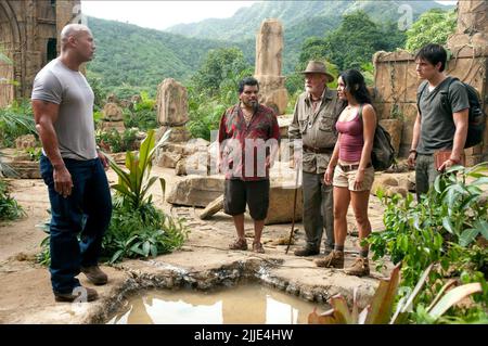 DWAYNE JOHNSON, LUIS GUZMAN, MICHAEL CAINE, VANESSA HUDGENS, JOSH HUTCHERSON, JOURNEY 2: THE MYSTERIOUS ISLAND, 2012 Stock Photo