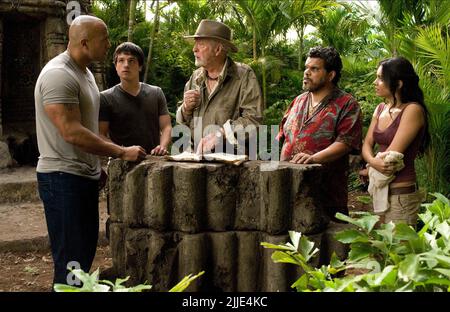 DWAYNE JOHNSON, JOSH HUTCHERSON, MICHAEL CAINE, LUIS GUZMAN, VANESSA HUDGENS, JOURNEY 2: THE MYSTERIOUS ISLAND, 2012 Stock Photo