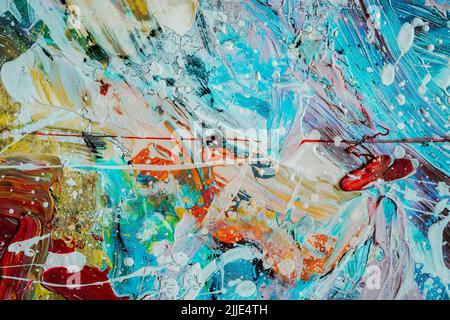 Turquoise sea Contemporary Abstract background with impasto textures. High Detail. palette knife brush strokes. Modern art. Stock Photo