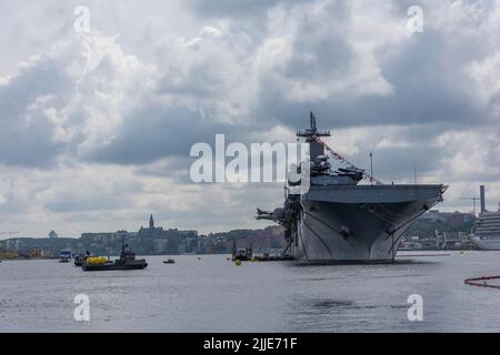 American warship USS Kearsarge in the Swedish capital. Stock Photo