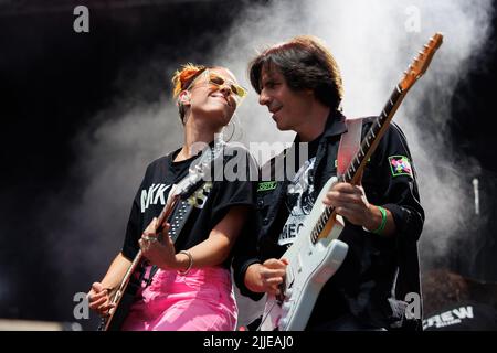 BARCELONA - JUL 16: Miriam Rodriguez performs in concert at Share Festival on July 16, 2022 in Barcelona, Spain. Stock Photo