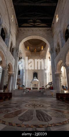 BARI, ITALY - APRIL 30, 2022 - Main aisle of the San Sabino cathedral in Bari, Italy Stock Photo