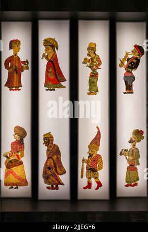 Istanbul, Turkey - June 18 2022: Vertical view of shadow play characters in the old Ottoman Stock Photo