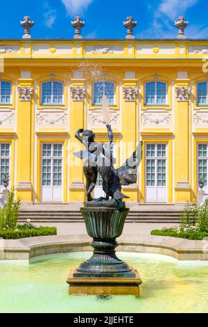 Fountain in the rose garden at Italian style 17th century baroque royal Wilanow Palace, Warsaw, Poland Stock Photo