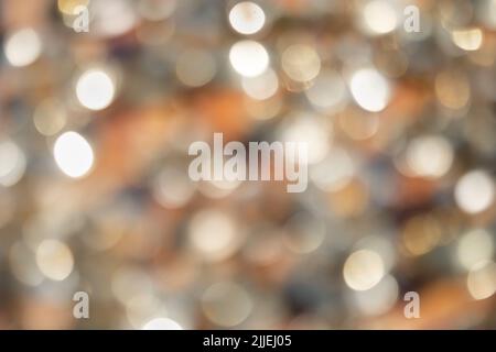 Abstract blurred bokeh background with golden circles Stock Photo