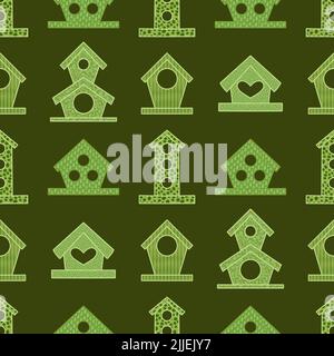 Cartoon geometric seamless birdhouse pattern for wrapping paper and clothes print and fabrics and accessories and notebooks and kids. High quality ill Stock Photo