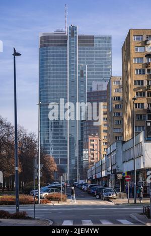 Rondo 1 office building in Warsaw, capital of Poland Stock Photo