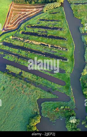 De Blankaart wetlands, aerial view, Belgium, Flanders, Diksmuide Stock Photo