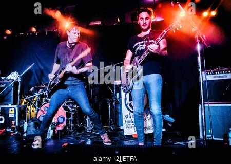 The rock band Jóvenes Pordioseros in a live show in Argentina Stock Photo