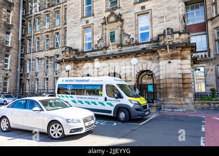 Ambulance parked outside main entrance to Glasgow Royal Infirmary hospital in Glasgow,Scotland,UK,Europe Stock Photo