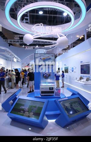 SHANGHAI, CHINA - JULY 7, 2021 - The photo shows a scene of AI technology and digital smart Life at the Booth of Alibaba and Ant Group at the World In Stock Photo