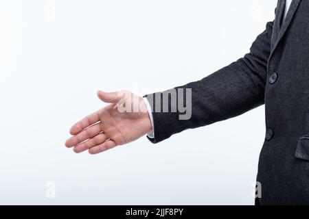 man extend handshake business meet job interview Stock Photo