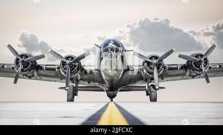 historical fighter plane on a runway ready for take off Stock Photo