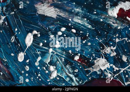 Red White and Blue Abstract Background with Oil Paint Splatter