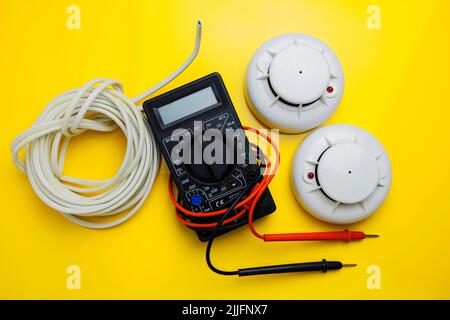 Installation of a new fire alarm system, smart home Stock Photo