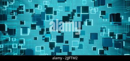 Abstract blue cubes 3d background wallpaper 3d rendering Stock Photo