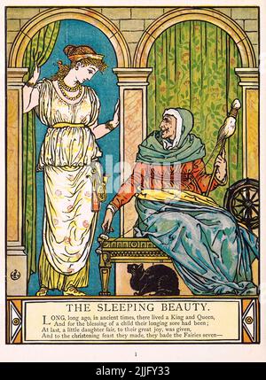 The Sleeping Beauty, children's book illustration by Walter Crane, 1876 Stock Photo