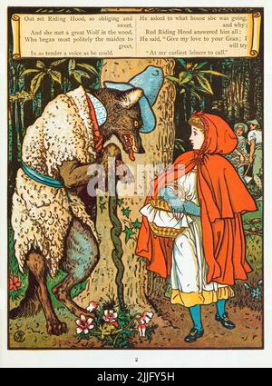 Walter Crane, Little Red Riding Hood, children's book illustration 1876 Stock Photo