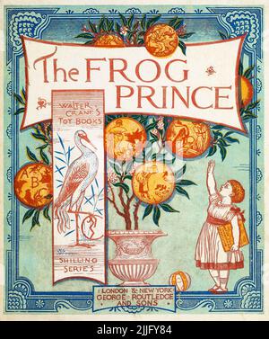 The Frog Prince, illustrated children's book, cover design illustration by Walter Crane, 1874 Stock Photo