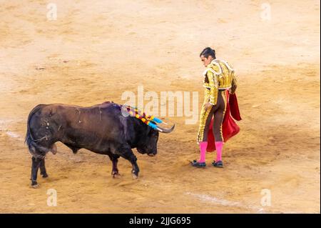 Valencia, Spain - July 16, 2022: Jesus Duque, bullfighter. Bullfight Valencia, Spain - July 16, 2022: Jesus Duque, bullfighter. Bullfight