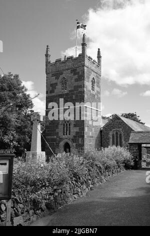 Exterior of St Mellanus Church, Mullion Stock Photo