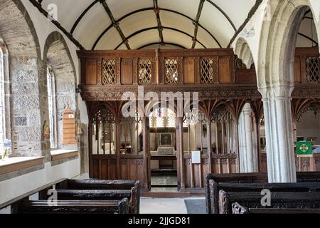 Interior of St Mellanus Church, Mullion Stock Photo