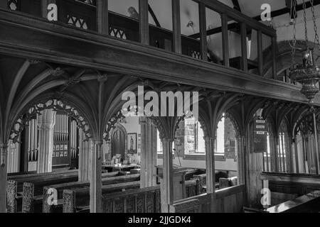 Interior of St Mellanus Church, Mullion Stock Photo