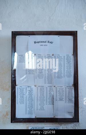 Interior of St Mellanus Church, Mullion Stock Photo