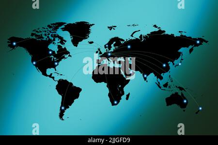 world map with some connections Stock Photo