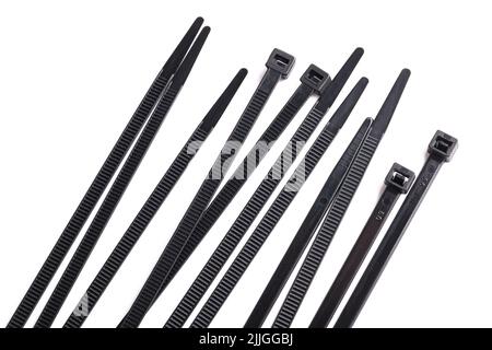 Multi-Purpose Self-Locking Nylon Cable Ties Cord Management Ties isolated on white Stock Photo