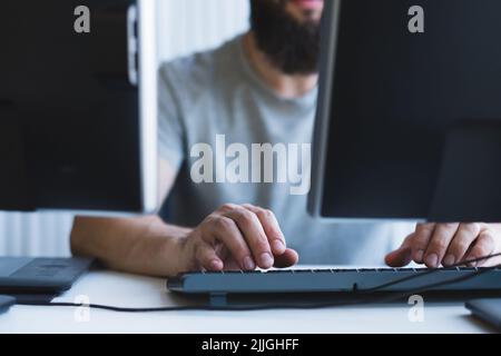 computer programming software developer office Stock Photo